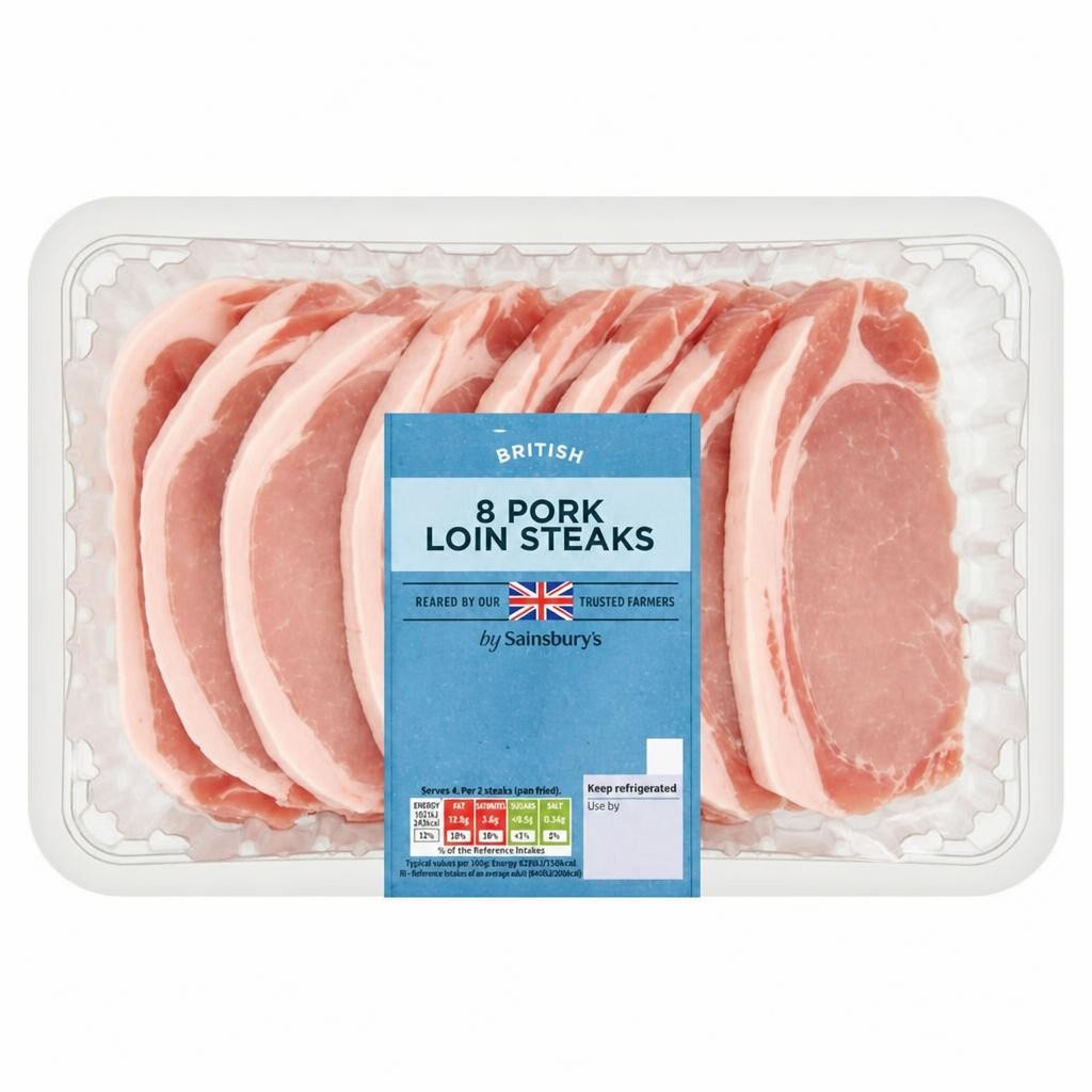 Sainsbury's British Pork Loin Steaks x8 800g