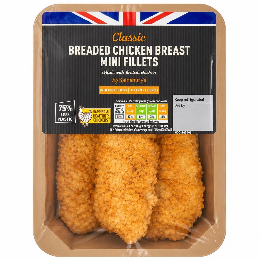 Sainsbury's Breaded Fresh British Chicken Mini Fillets 305g