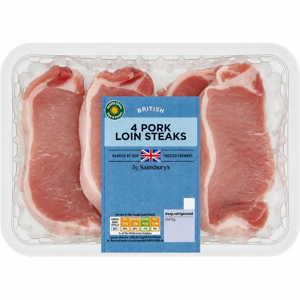 Sainsbury's British Pork Loin Steaks x4 480g