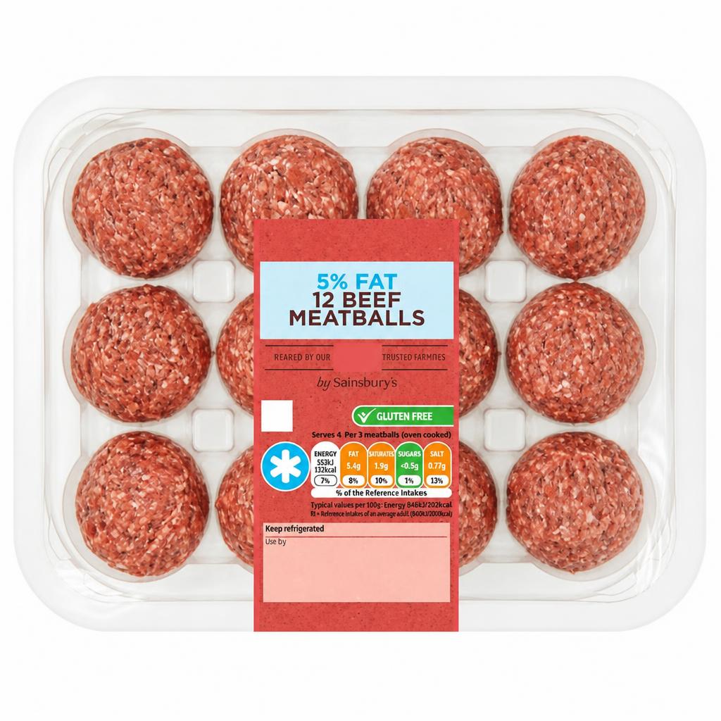 Sainsbury's British or Irish 5% Fat 12 Beef Meatballs 350g