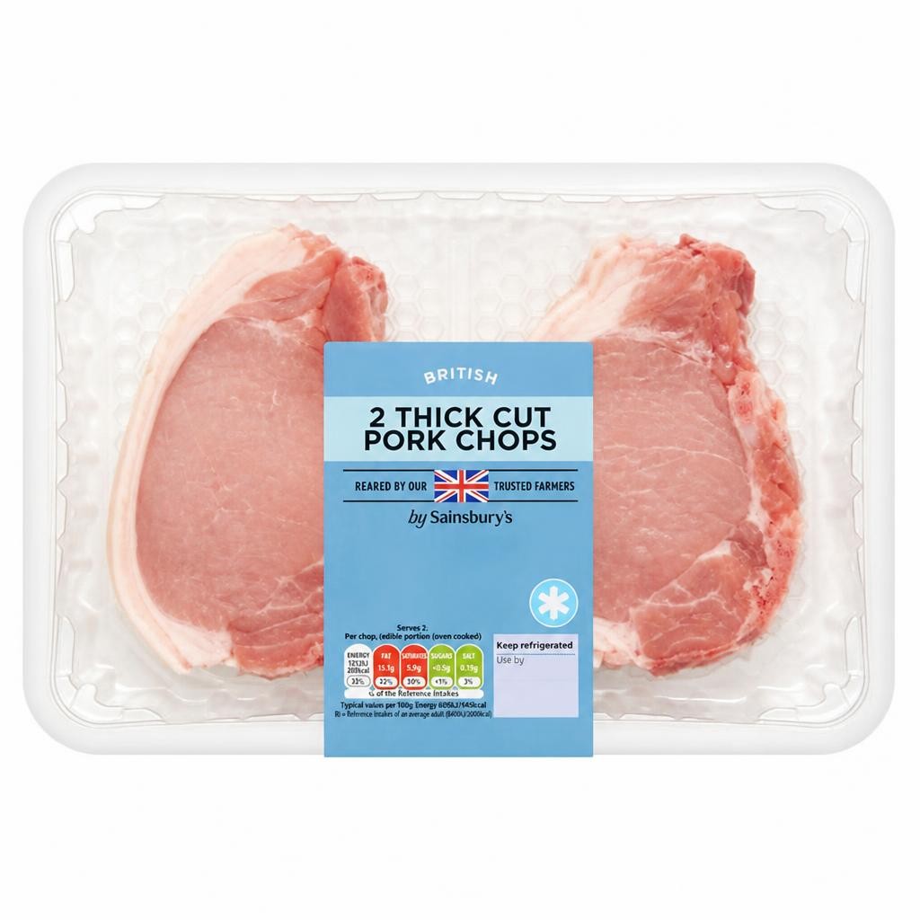 Sainsbury's Thick Cut British Pork Chops x2 500g