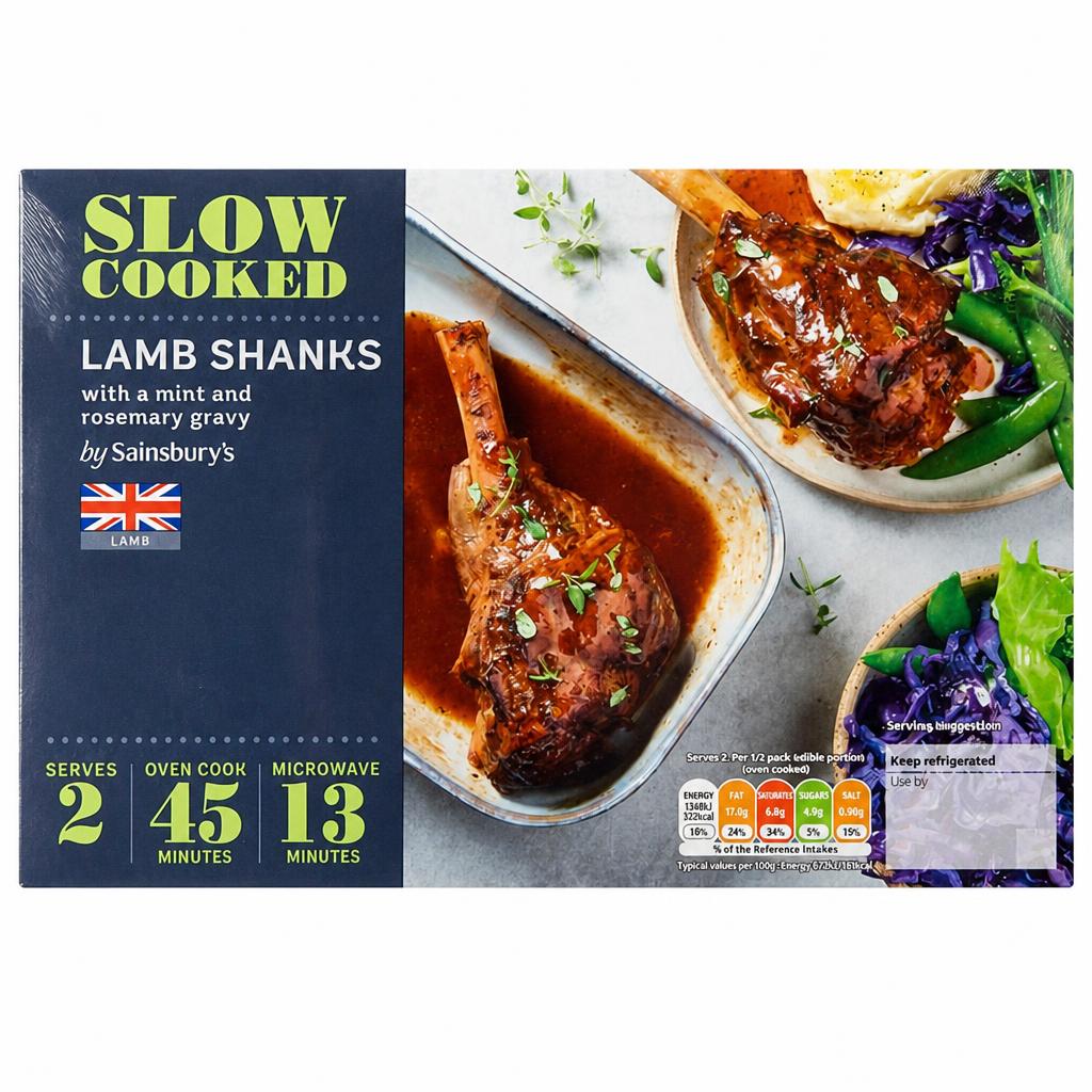 Sainsbury's Slow Cook Lamb Shanks with Mint 680g (Serves 2)