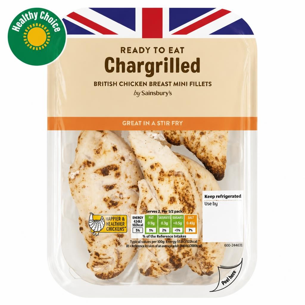 Sainsbury's Chargrilled Cooked British Chicken Breast Mini Fillets 170g