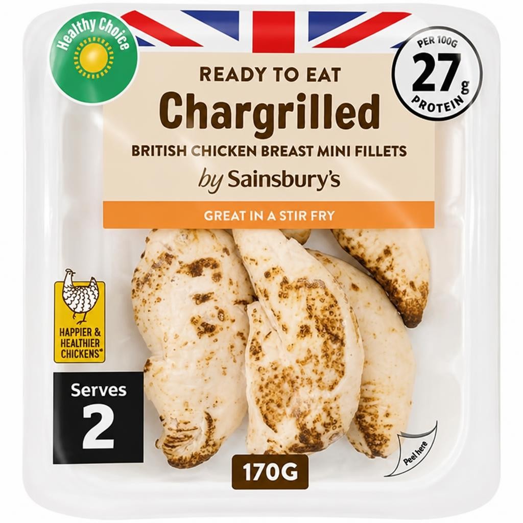 Sainsbury's Chargrilled Cooked British Chicken Breast Mini Fillets 170g