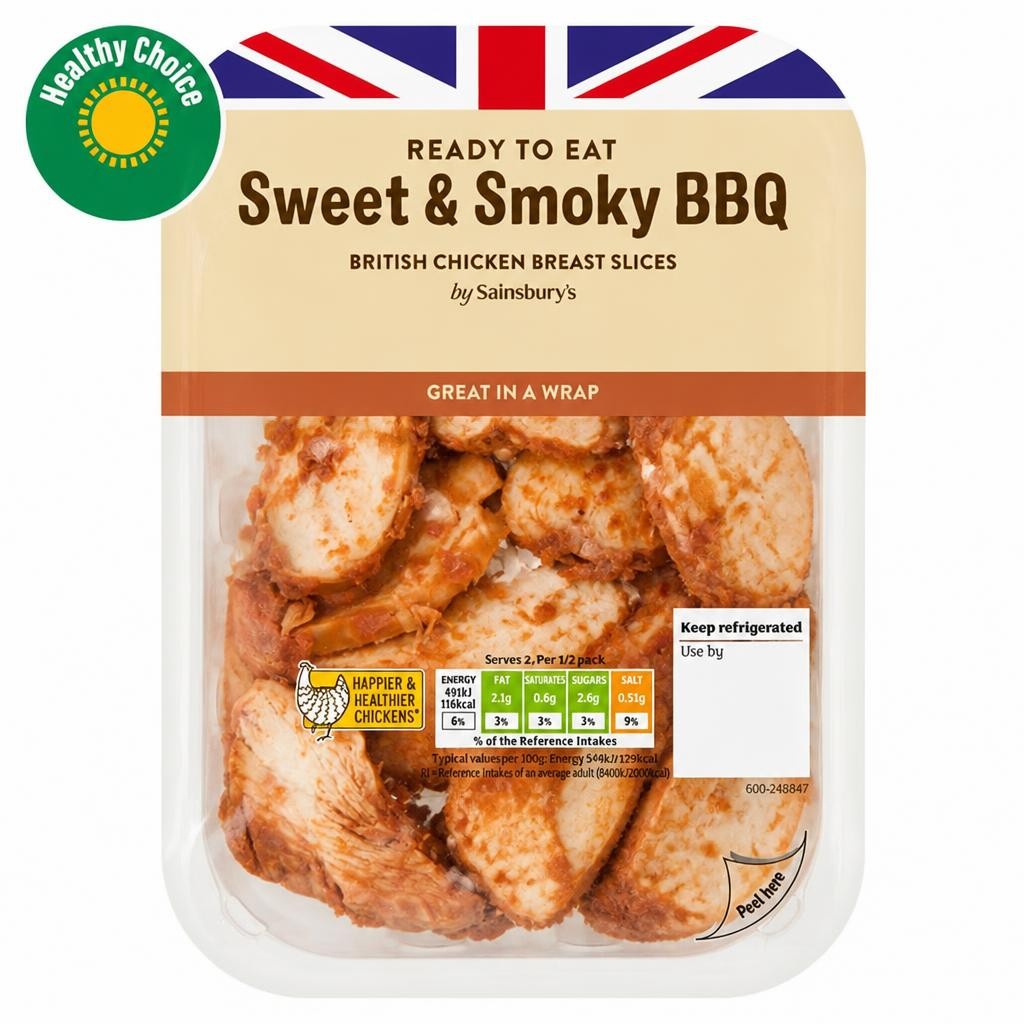 Sainsbury's Sweet & Smokey BBQ Sliced British Chicken Breast 180g