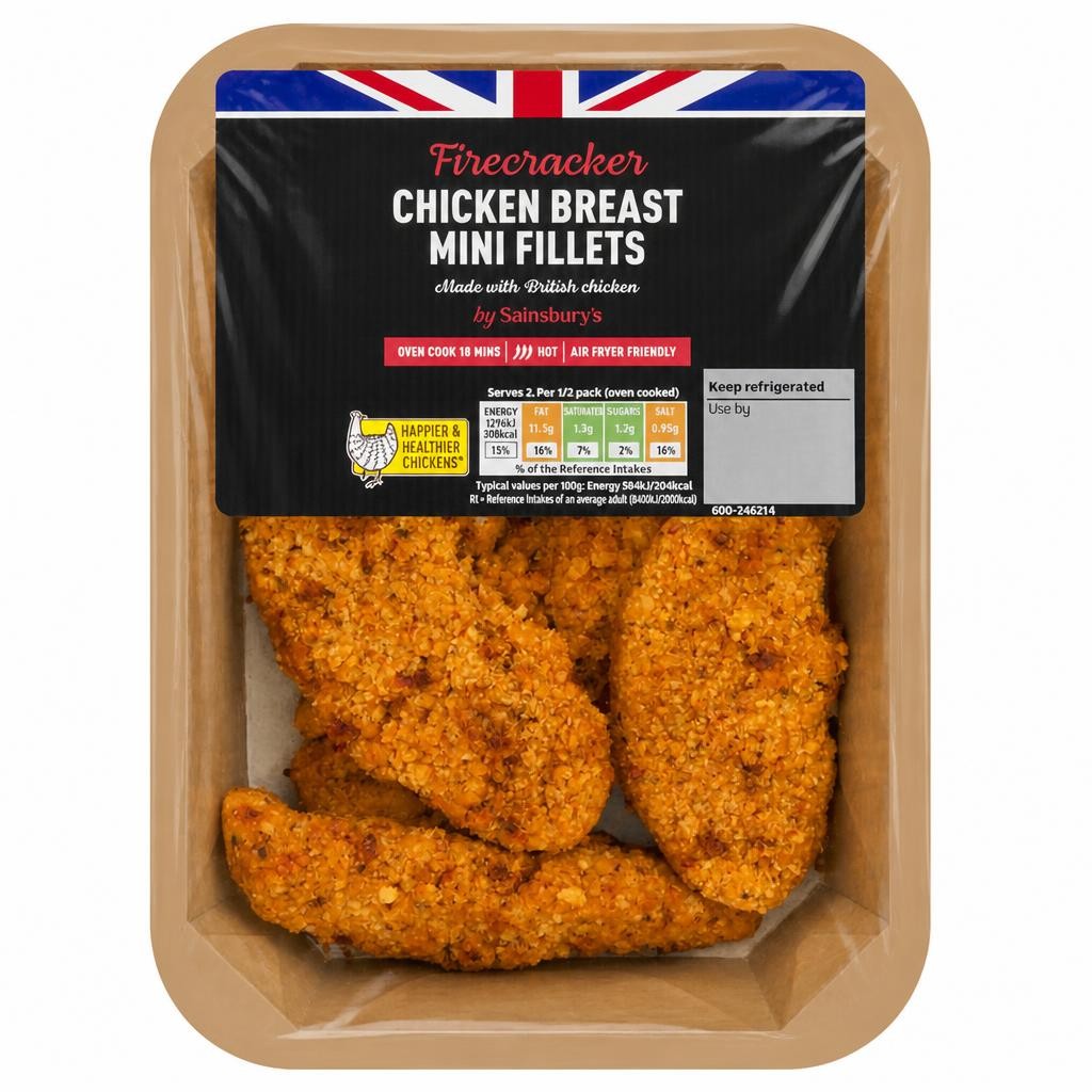 Sainsbury's Breaded Firecracker British Fresh Chicken Breast Mini Fillets 305g