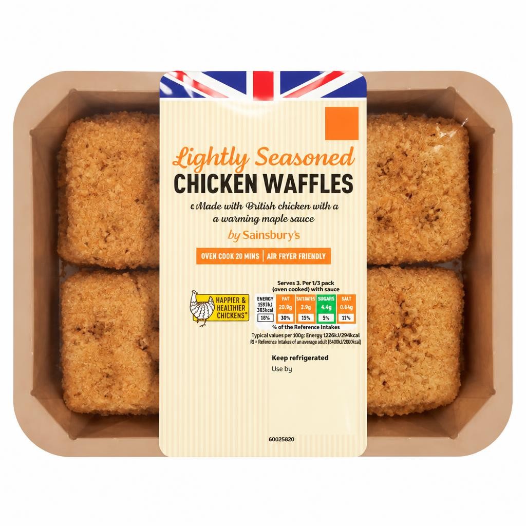 Sainsbury's Lightly Seasoned Chicken Waffles 390g