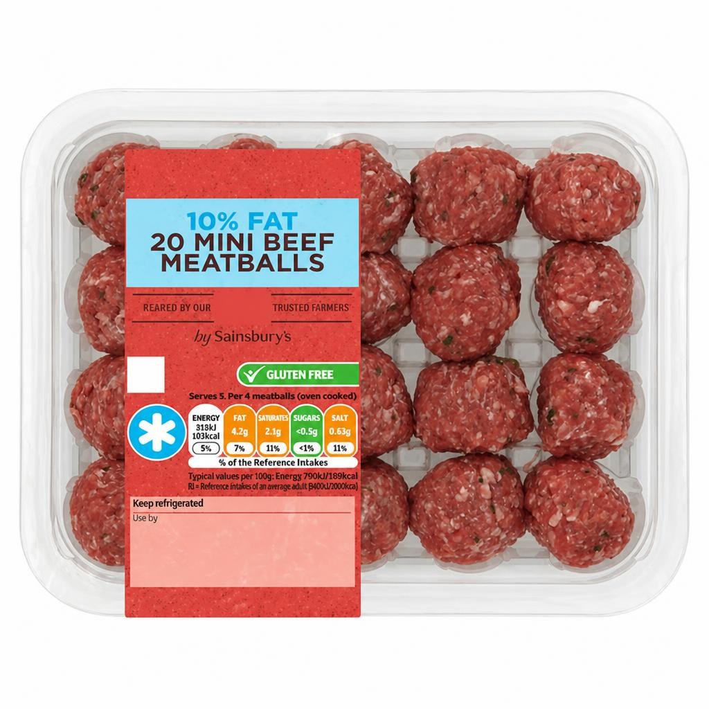 Sainsbury's 10% Fat Mini Beef Meatballs x20 350g