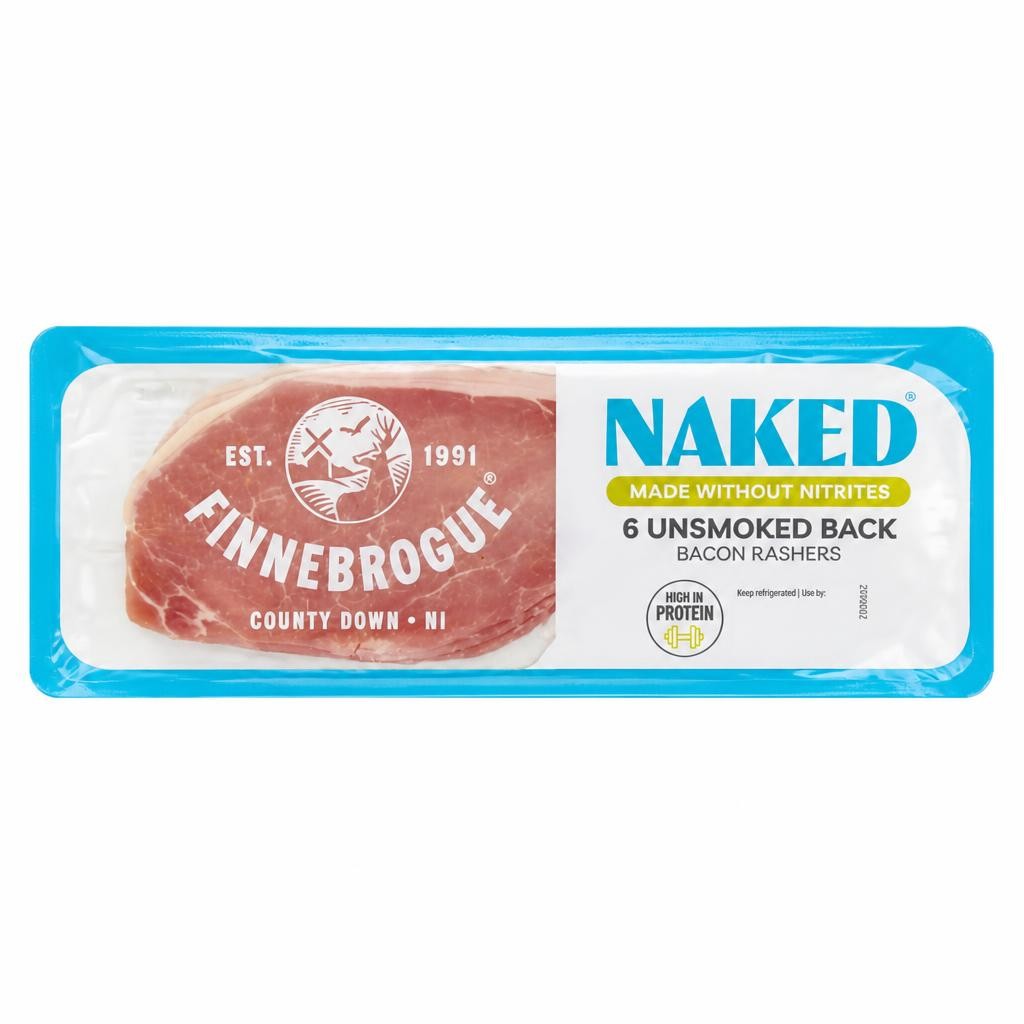 Finnebrogue Naked Unsmoked Back Bacon Rashers x6 200g