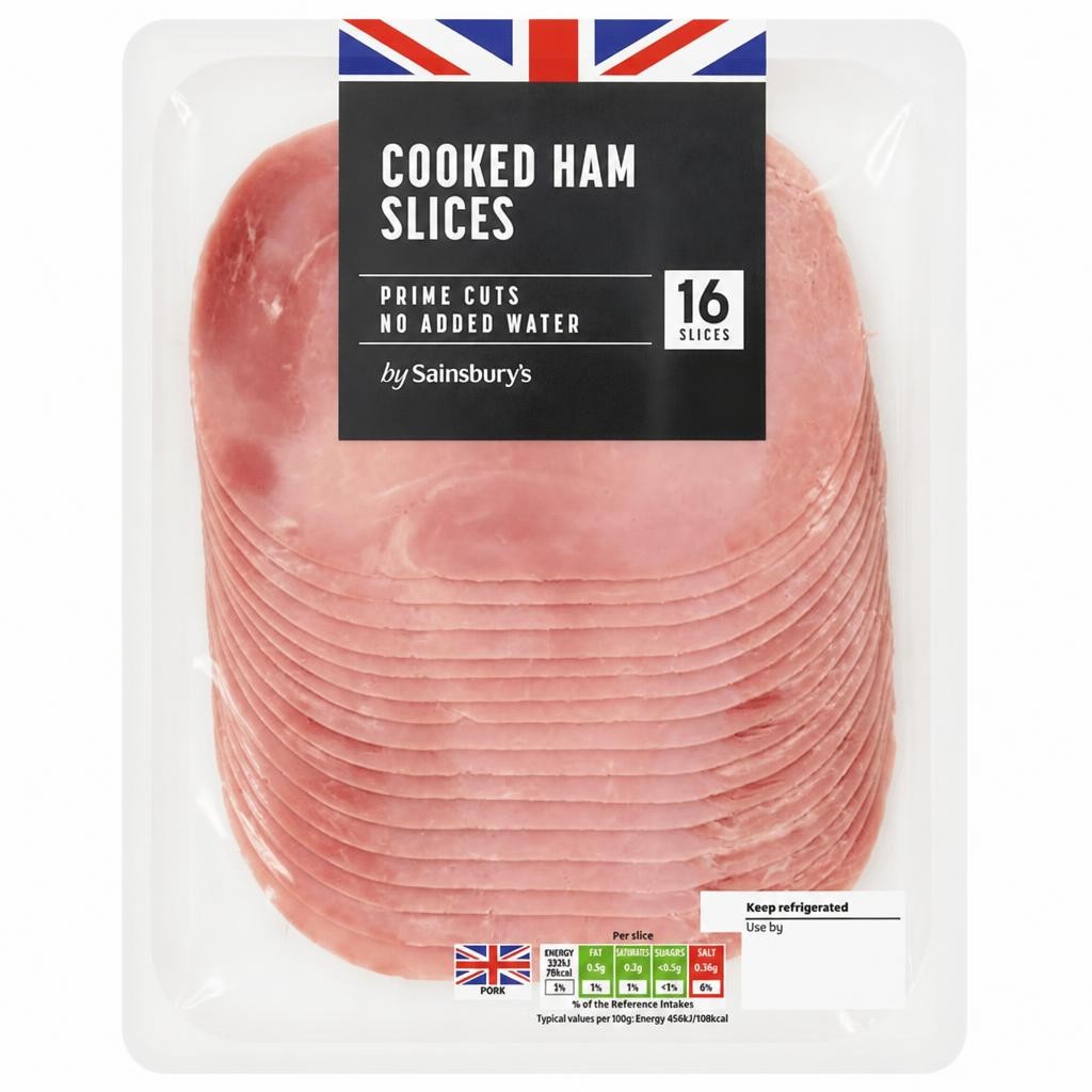 Sainsbury's 16 Cooked Ham Slices 375g