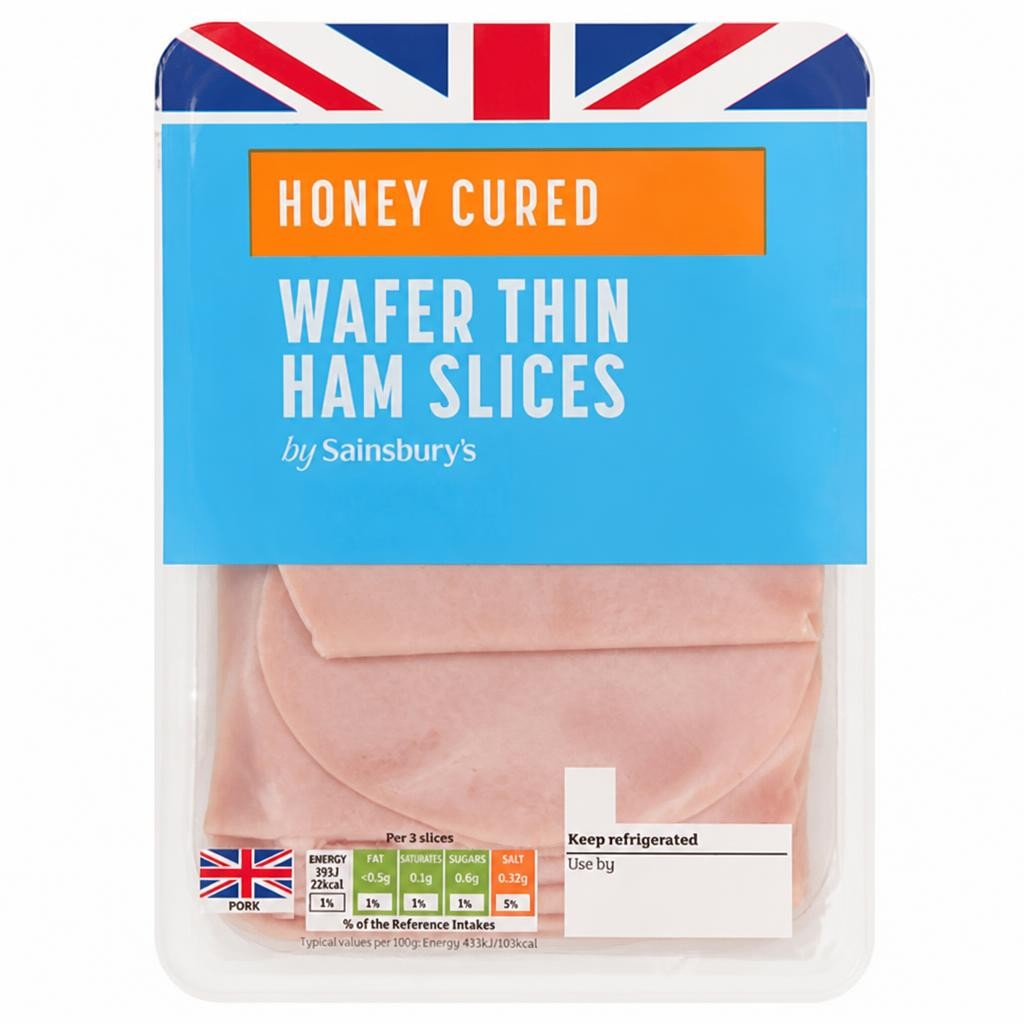 Sainsbury's British Wafer Thin Honey Cured Ham Slices 150g