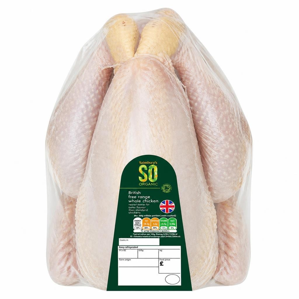 Sainsbury's British Free Range Whole Fresh Chicken (Approx. 1.25kg), SO Organic