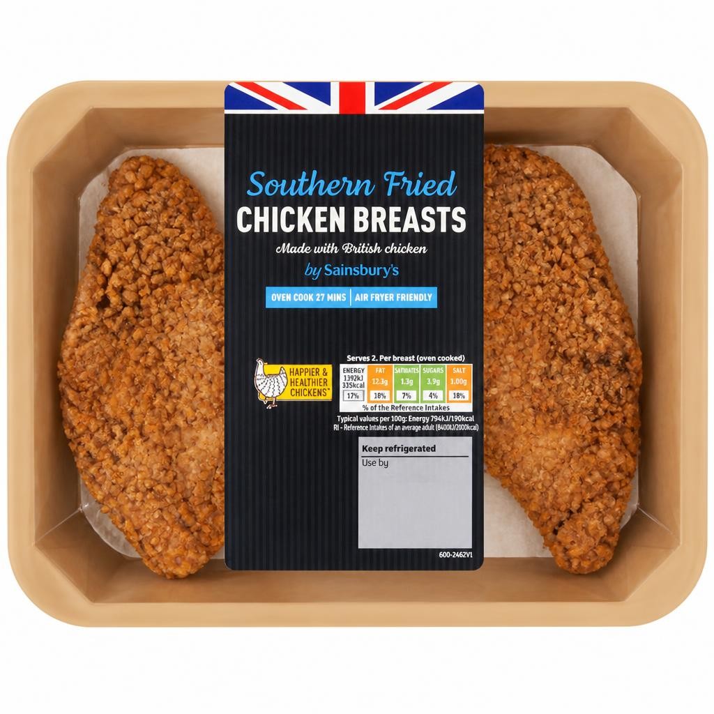 Sainsbury's Southern fried Fresh British Chicken breast fillet x2 315g