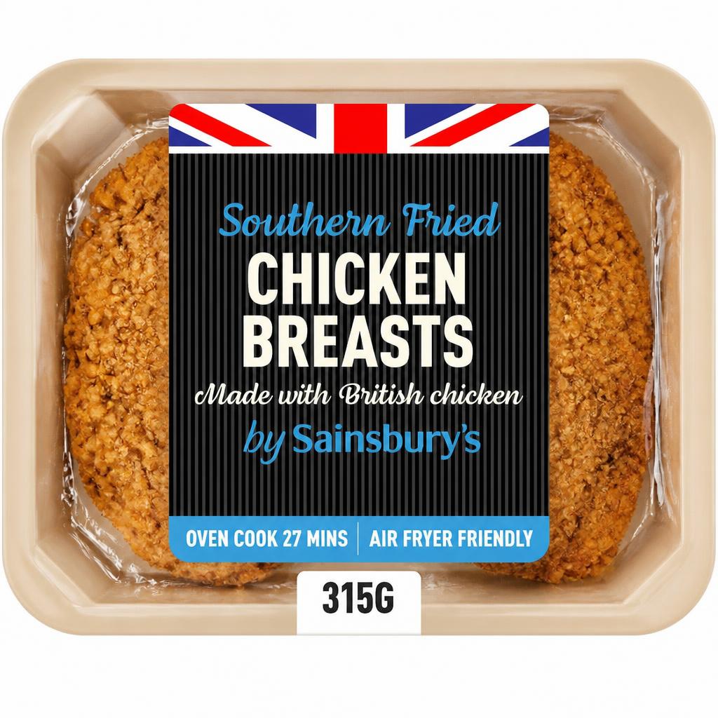 Sainsbury's Southern fried Fresh British Chicken breast fillet x2 315g