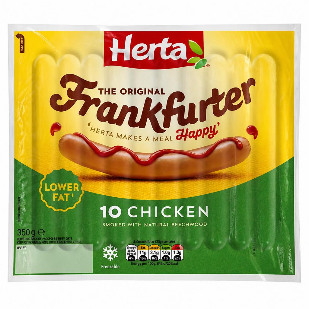 Herta Chicken Frankfurter Hot Dogs x10 350g