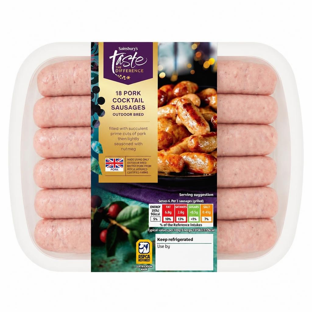 Sainsbury's British Pork Cocktail sausages, Taste the Difference x18 270g