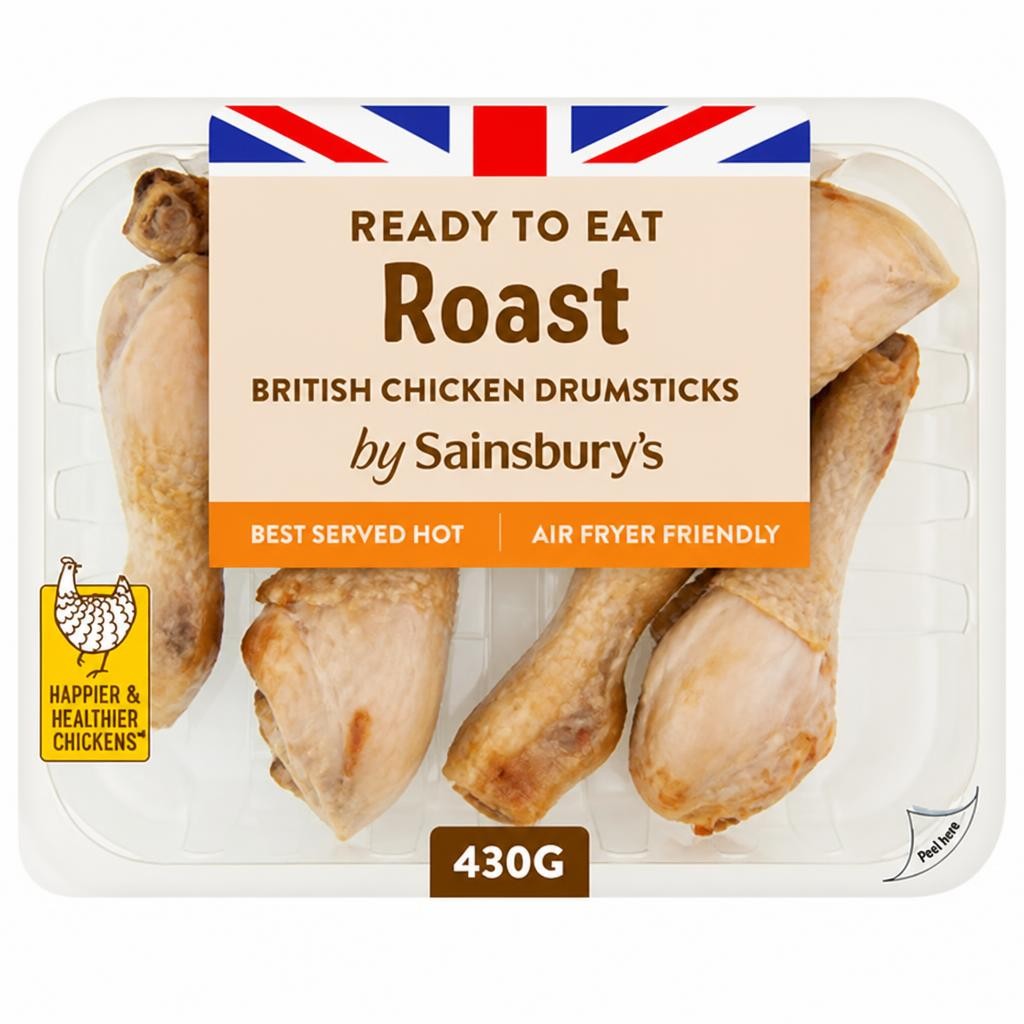 Sainsbury's Roast British Cooked Chicken Drumsticks 430g