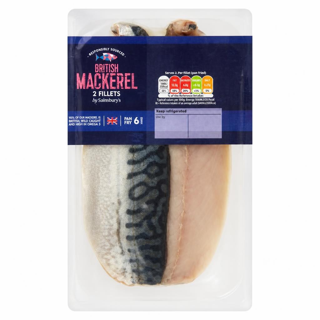 Sainsbury's 2 British Mackerel Fillets 180g