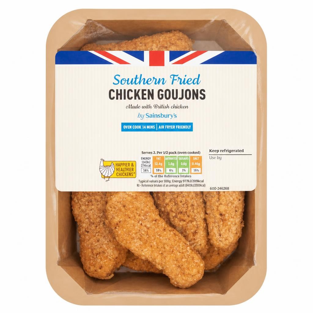 Sainsbury's Southern Fried Breaded Fresh British Chicken goujons 270g