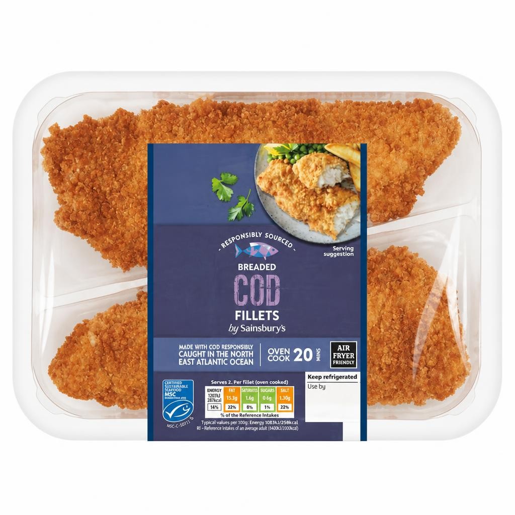 Sainsbury's Breaded MSC Cod Fillets x2 300g