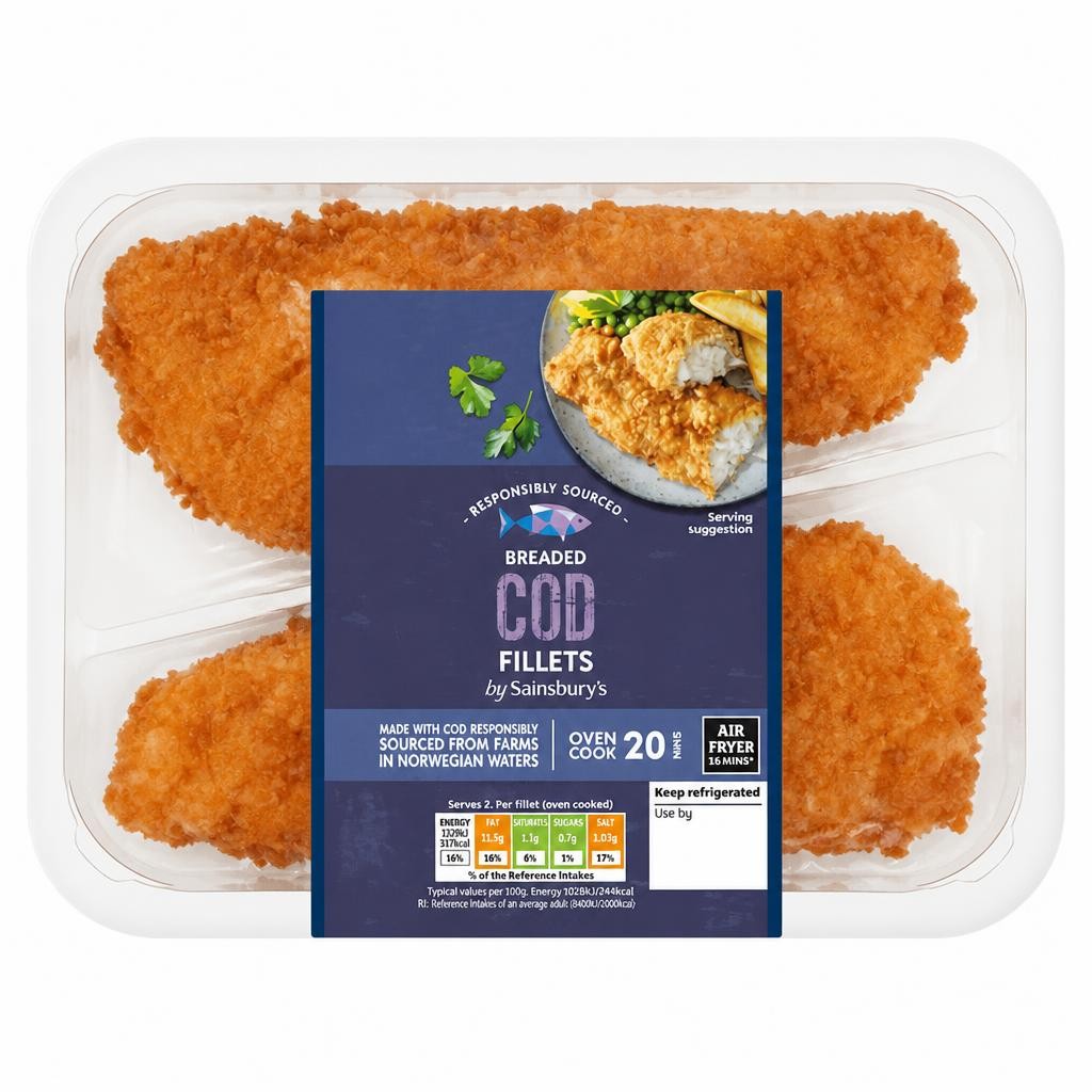 Sainsbury's Breaded MSC Cod Fillets x2 300g