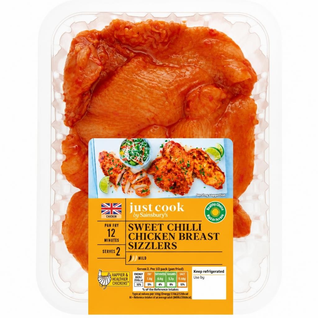 Sainsbury's Just Cook Sweet Chilli Chicken Breast Sizzlers 315g
