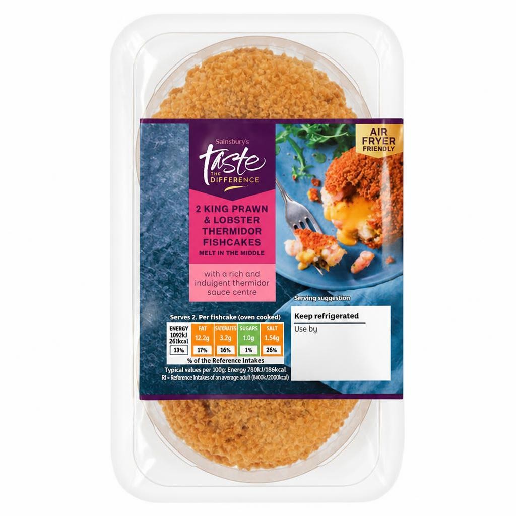 Sainsbury's King Prawn & Lobster Thermidor Fishcakes, Taste the Difference x2 290g