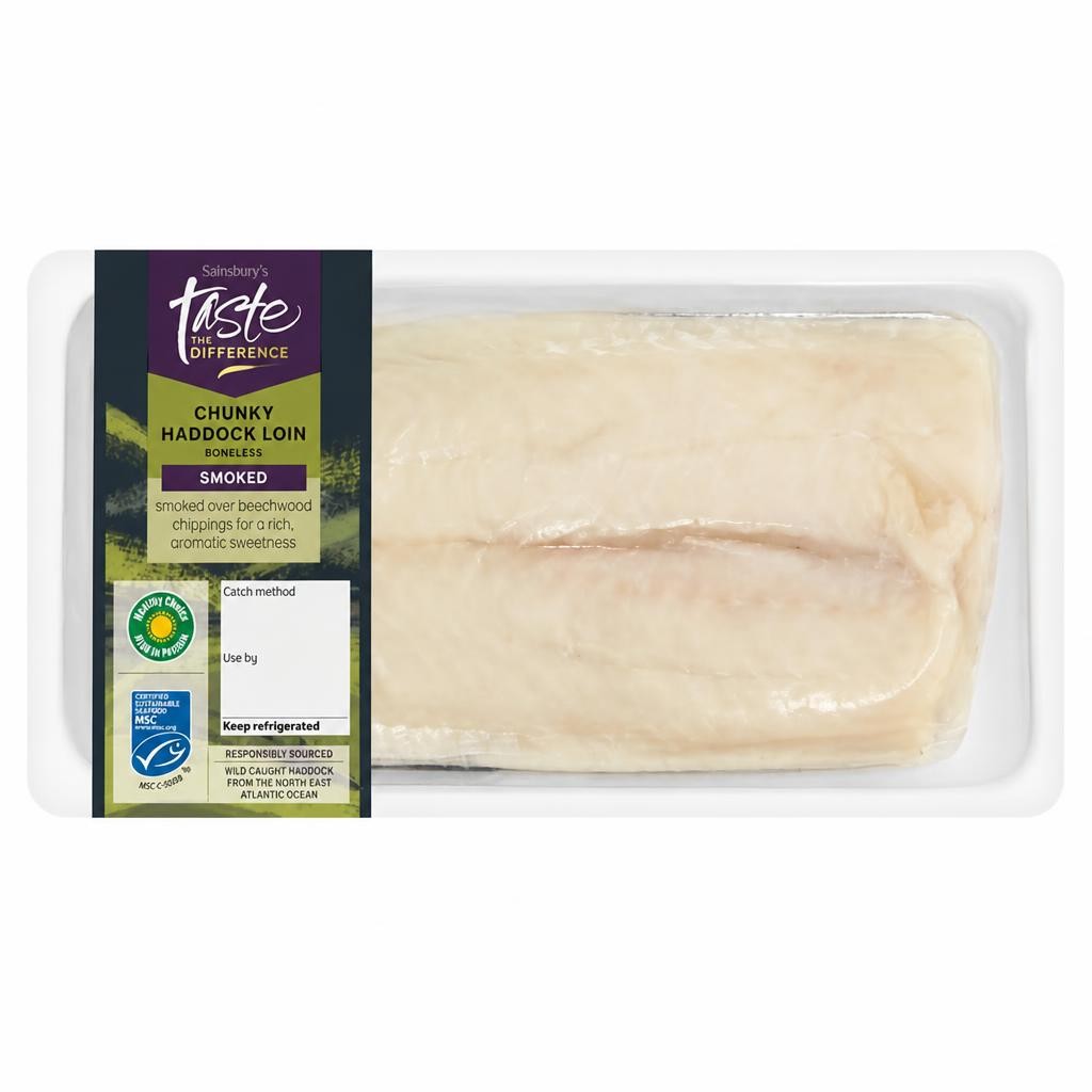 Sainsbury's Skin on MSC Smoked Haddock Loins, Taste the Difference 250g