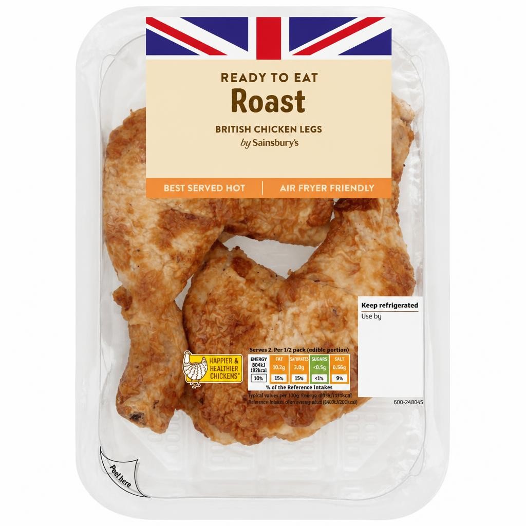 Sainsbury's Roast British Cooked Chicken Legs x2 300g