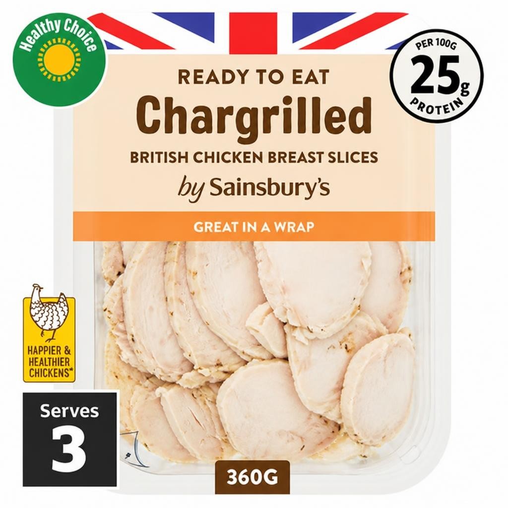 Sainsbury's Chargrilled British Chicken Breast Slices 360g