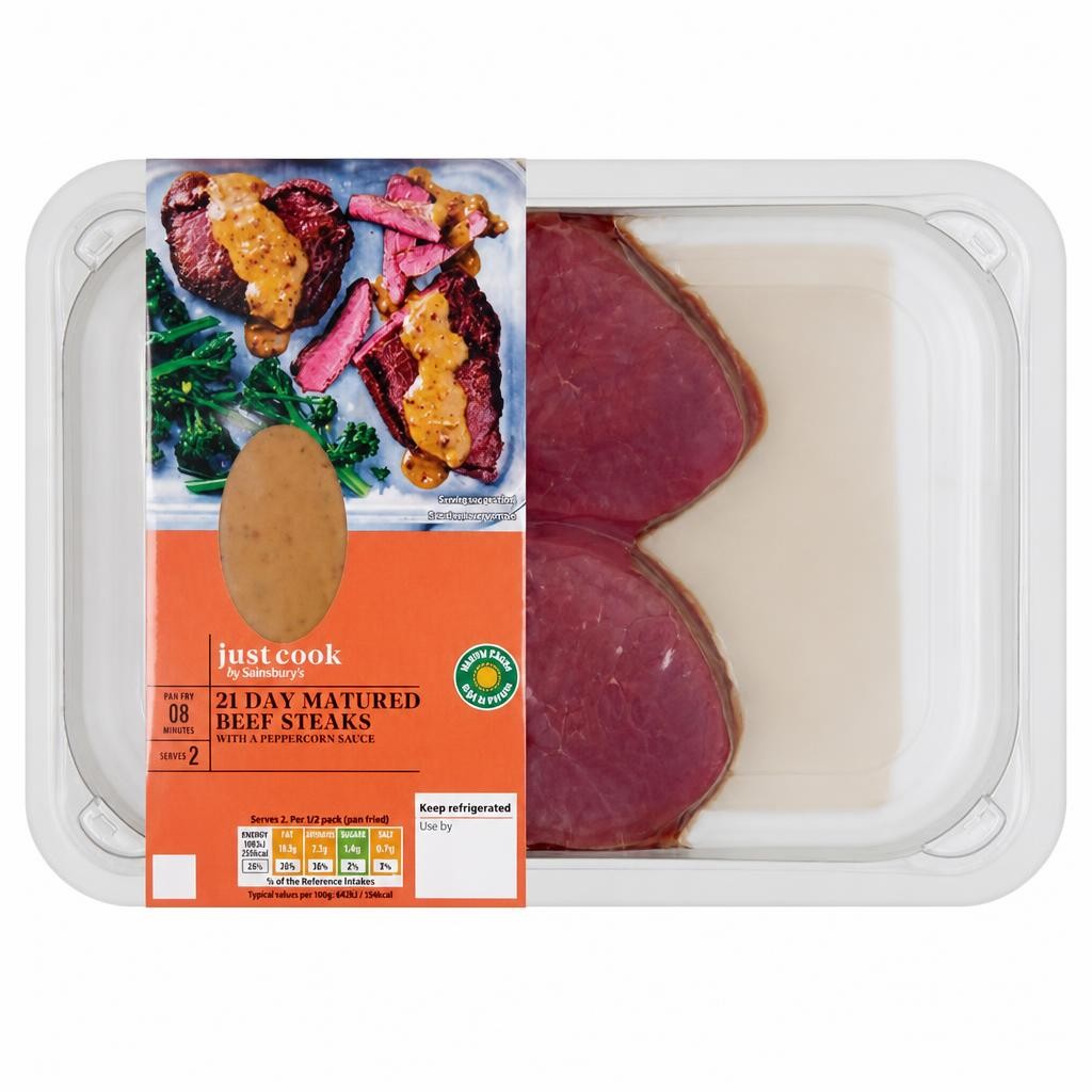 Sainsbury's Just Cook Beef Steaks with Peppercorn 370g
