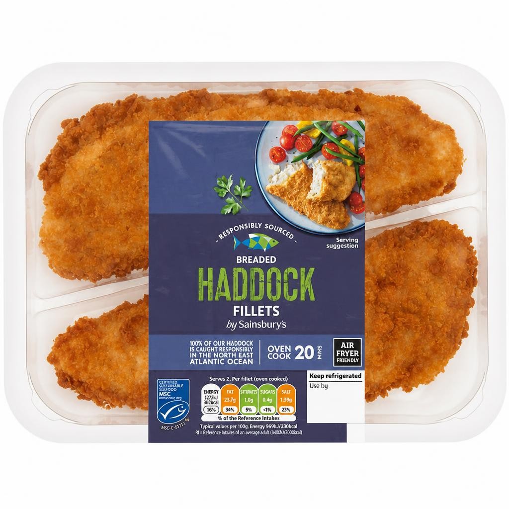 Sainsbury's Breaded MSC Haddock Fillets x2 300g