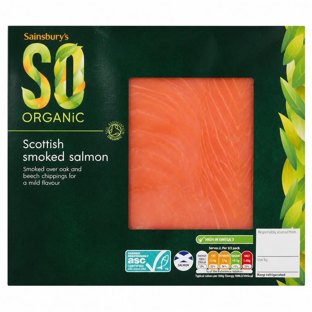 Sainsbury's ASC Scottish Smoked Salmon, So Organic 100g (Ready to Eat)