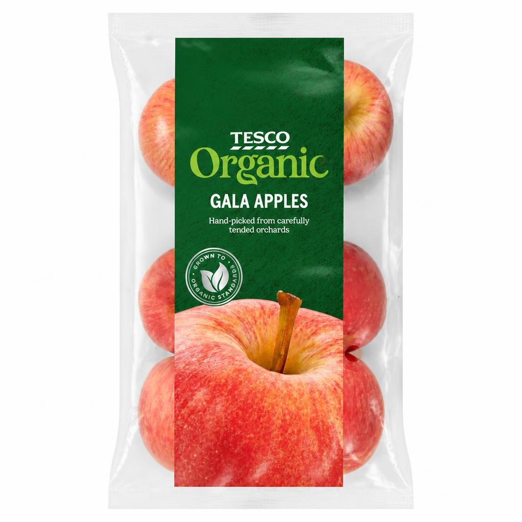 Tesco Organic Gala Apples 630G