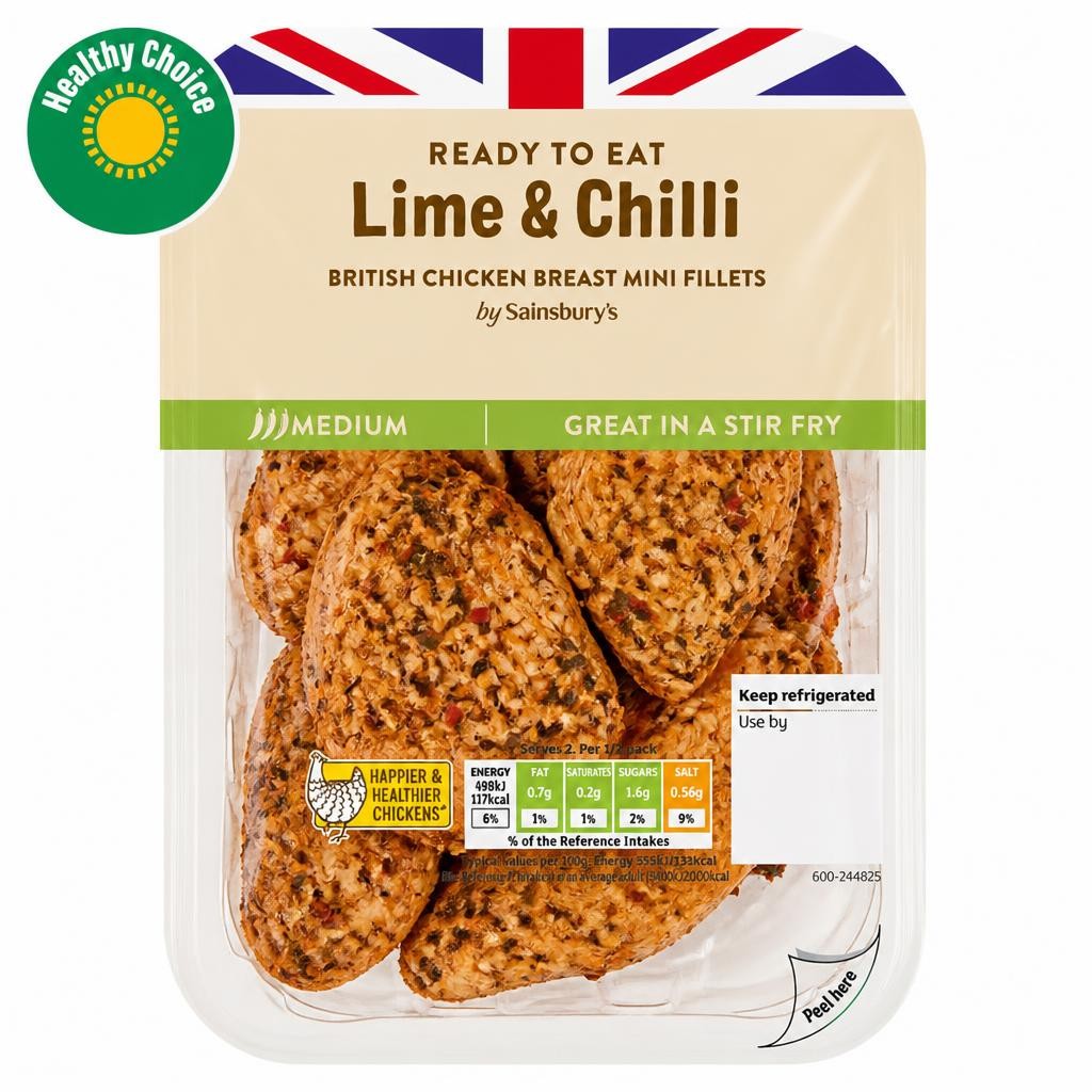Sainsbury's Lime & Chilli Cooked British Chicken Mini Fillets 170g (ready to eat)