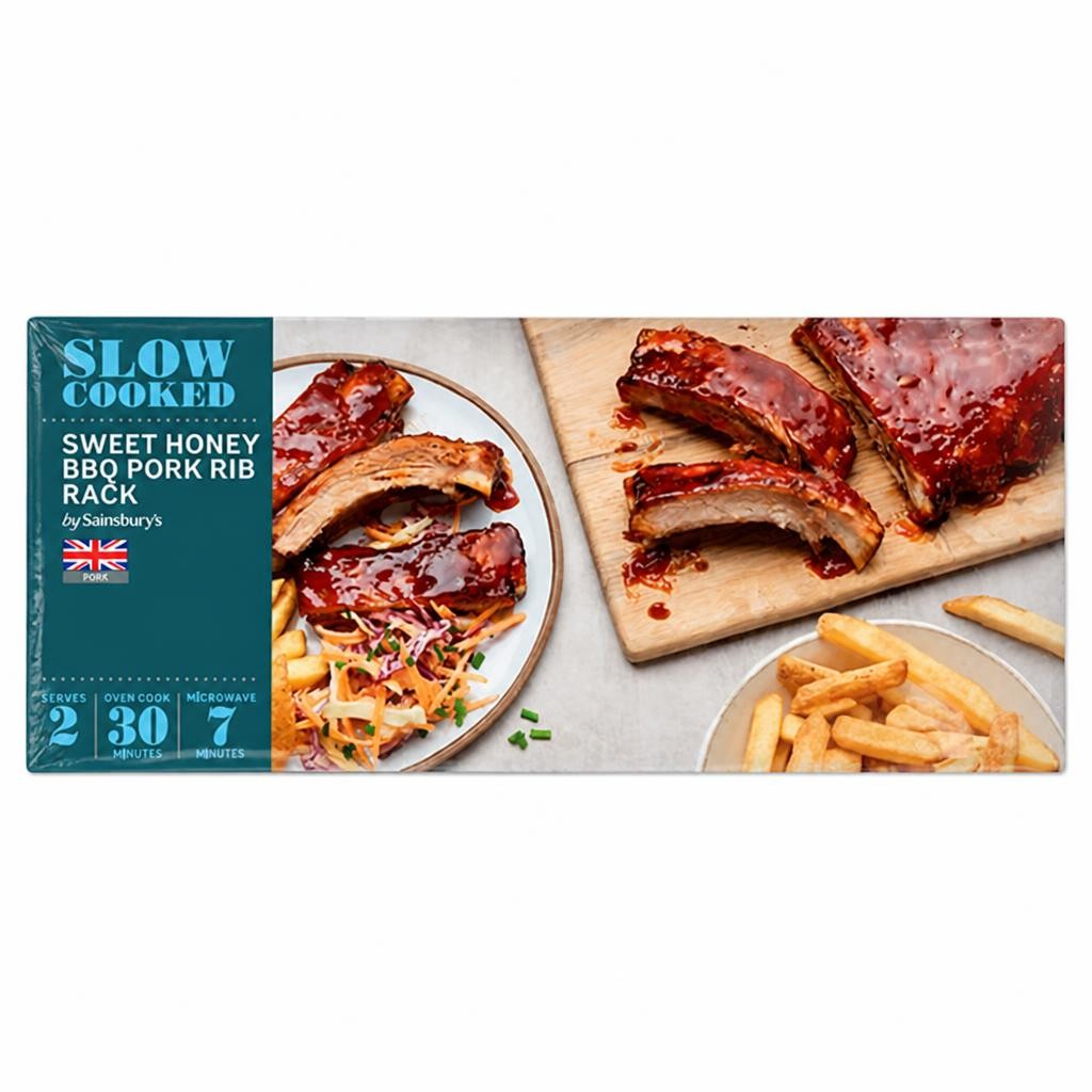 Sainsbury's Slow Cook British Pork Ribs With a Sweet Honey Glaze 646g (Serves 2)
