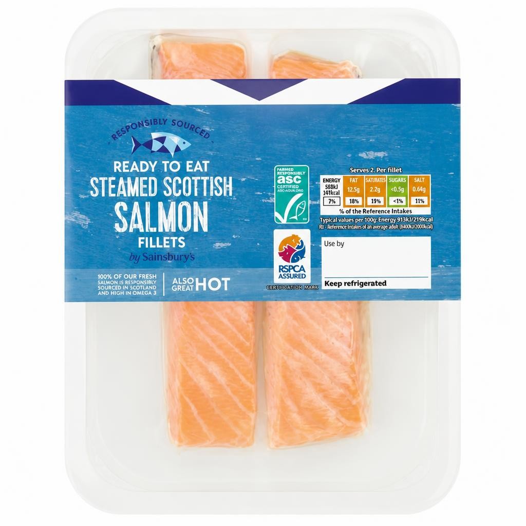 Sainsbury's Steamed ASC Scottish Salmon Portions x2 180g (Ready to eat)