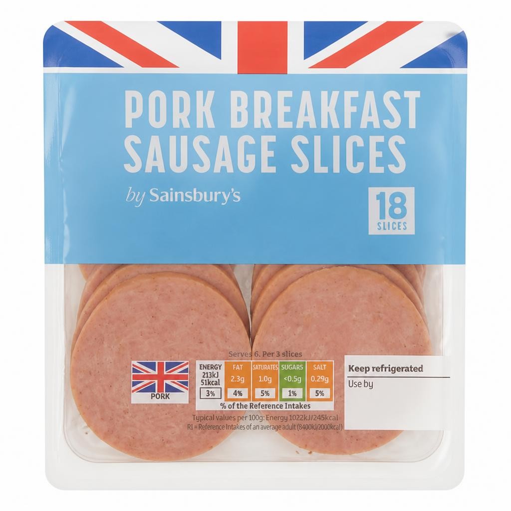 Sainsbury's Pork Breakfast Sausage Slices x18 125g