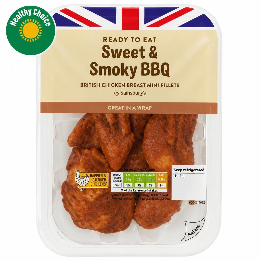 Sainsbury's Sweet & Smoky BBQ Cooked British Chicken Breast Mini Fillets 170g