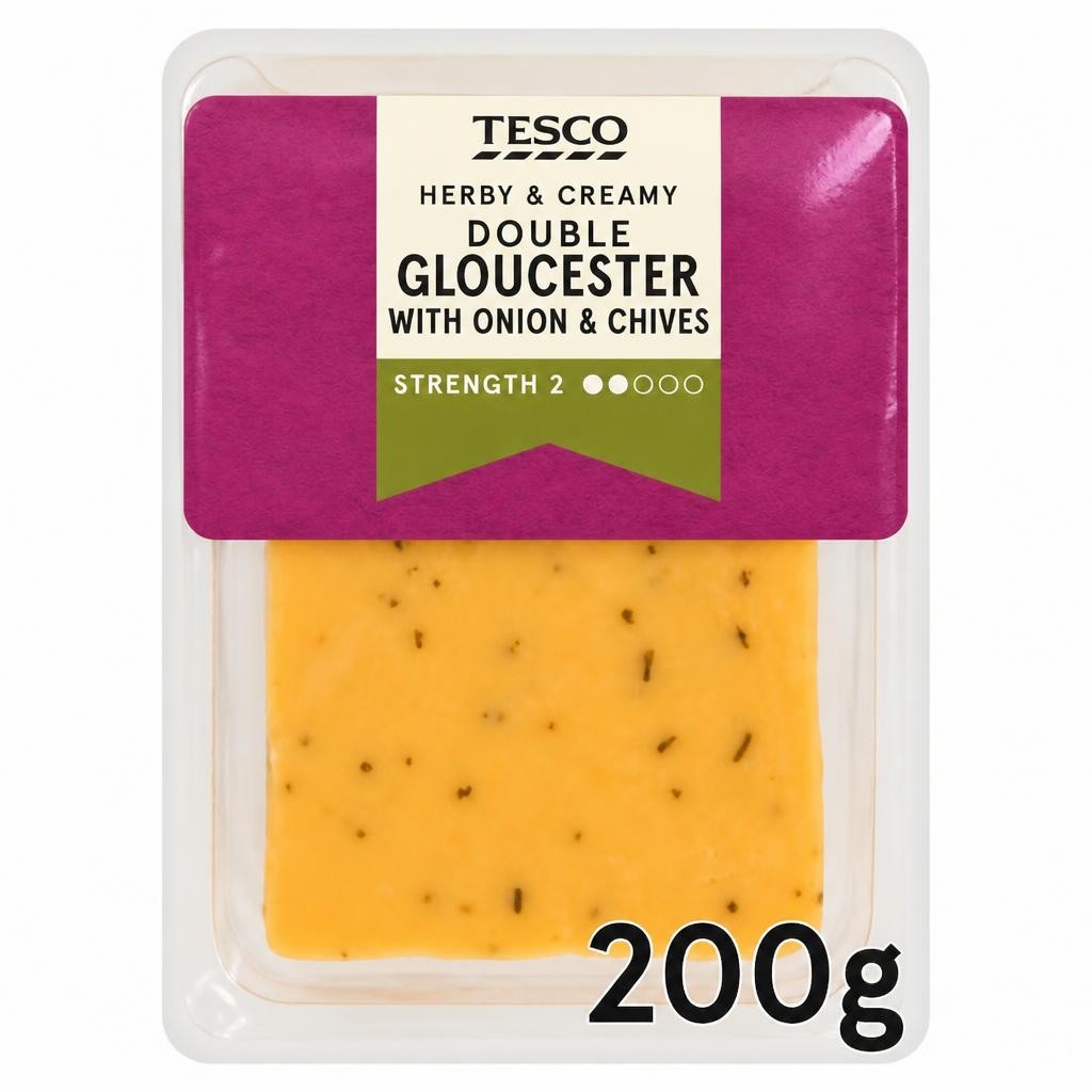 Tesco Double Gloucester Onion & Chives 200G
