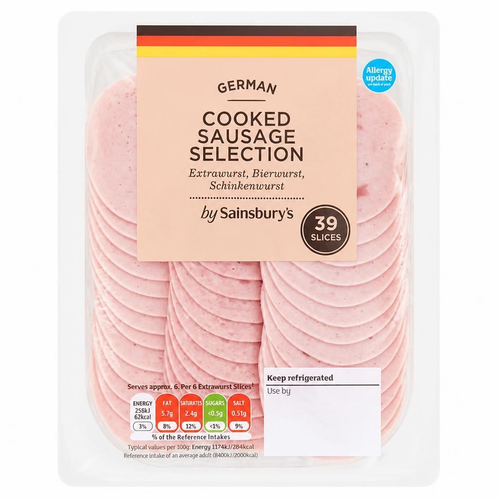 Sainsbury's German Cooked Sausage Selection Slices x39 130g