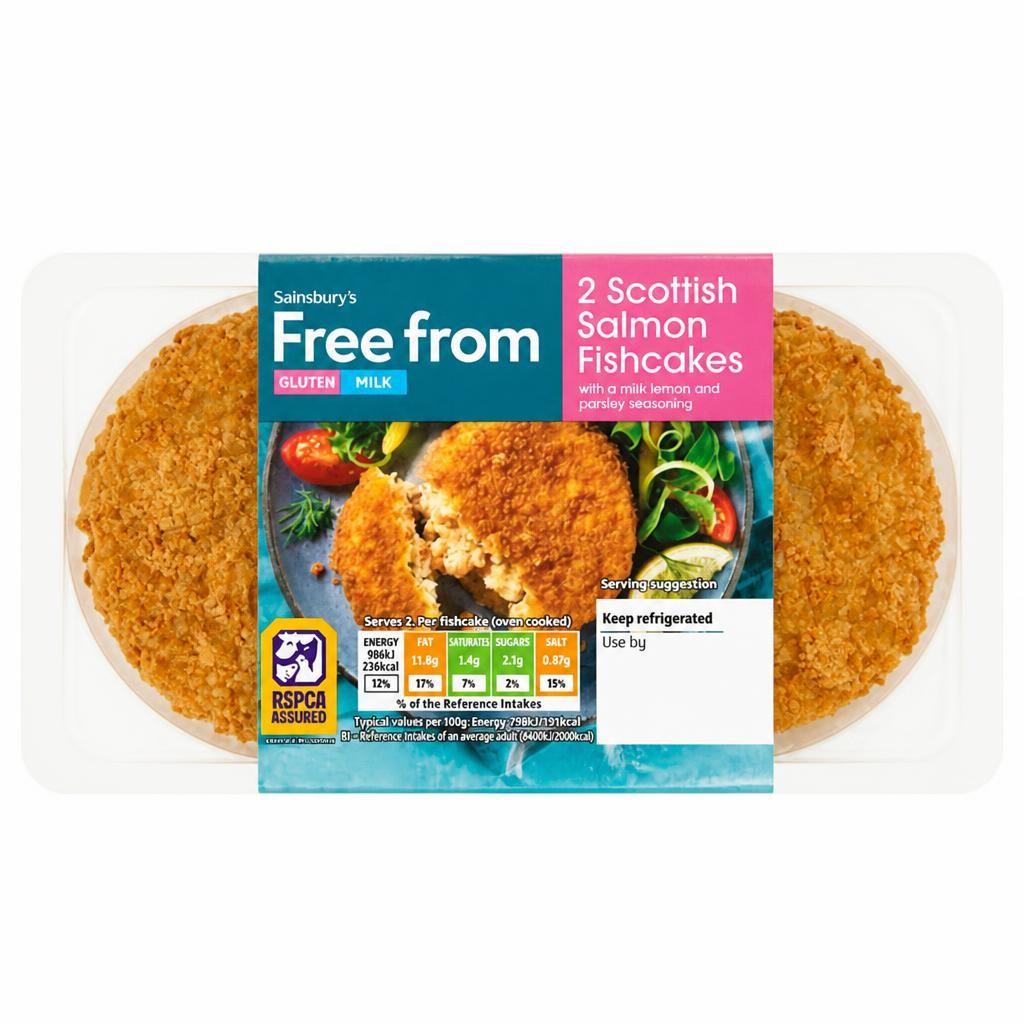 Sainsbury's Free From Scottish Salmon Fishcakes x2 270g