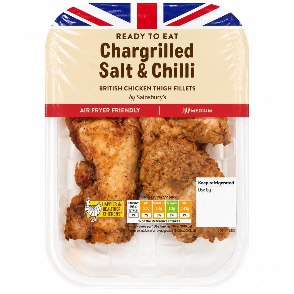 Sainsbury's Chargrilled Salt  Chilli British Chicken Thigh Fillets 150g (Ready to Eat)