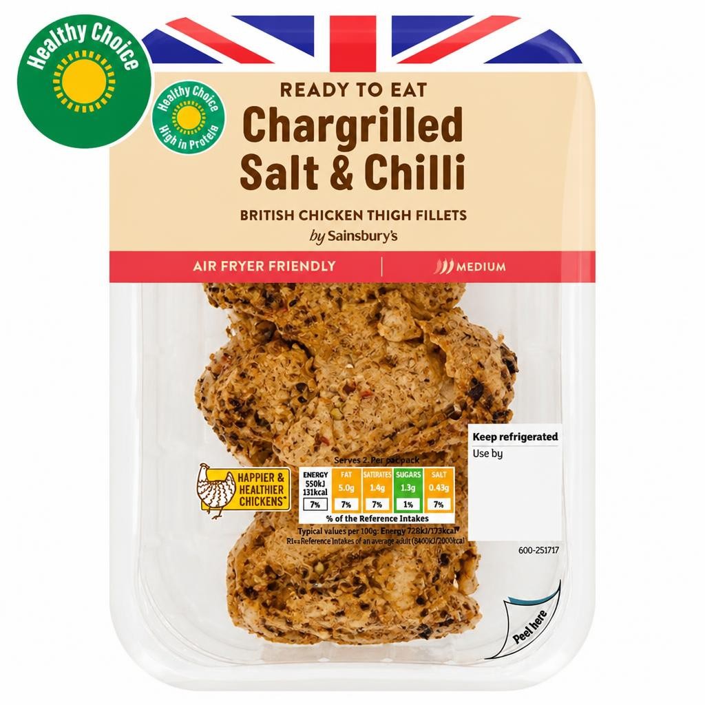Sainsbury's Chargrilled Salt  Chilli British Chicken Thigh Fillets 150g (Ready to Eat)