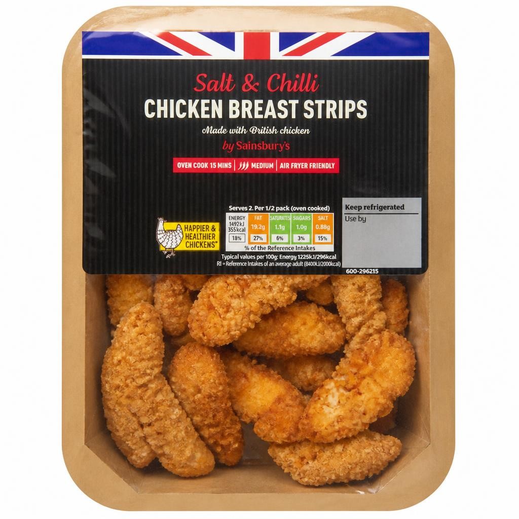 Sainsbury's British Fresh Chicken Breast Pieces In a Salt & Chilli Breadcrumb Coating 250g