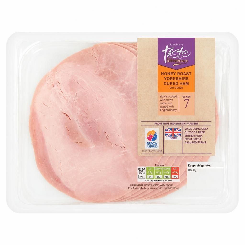 Sainsbury's Honey Roast Yorkshire Cured British Ham Slices, Taste the Difference x7 225g