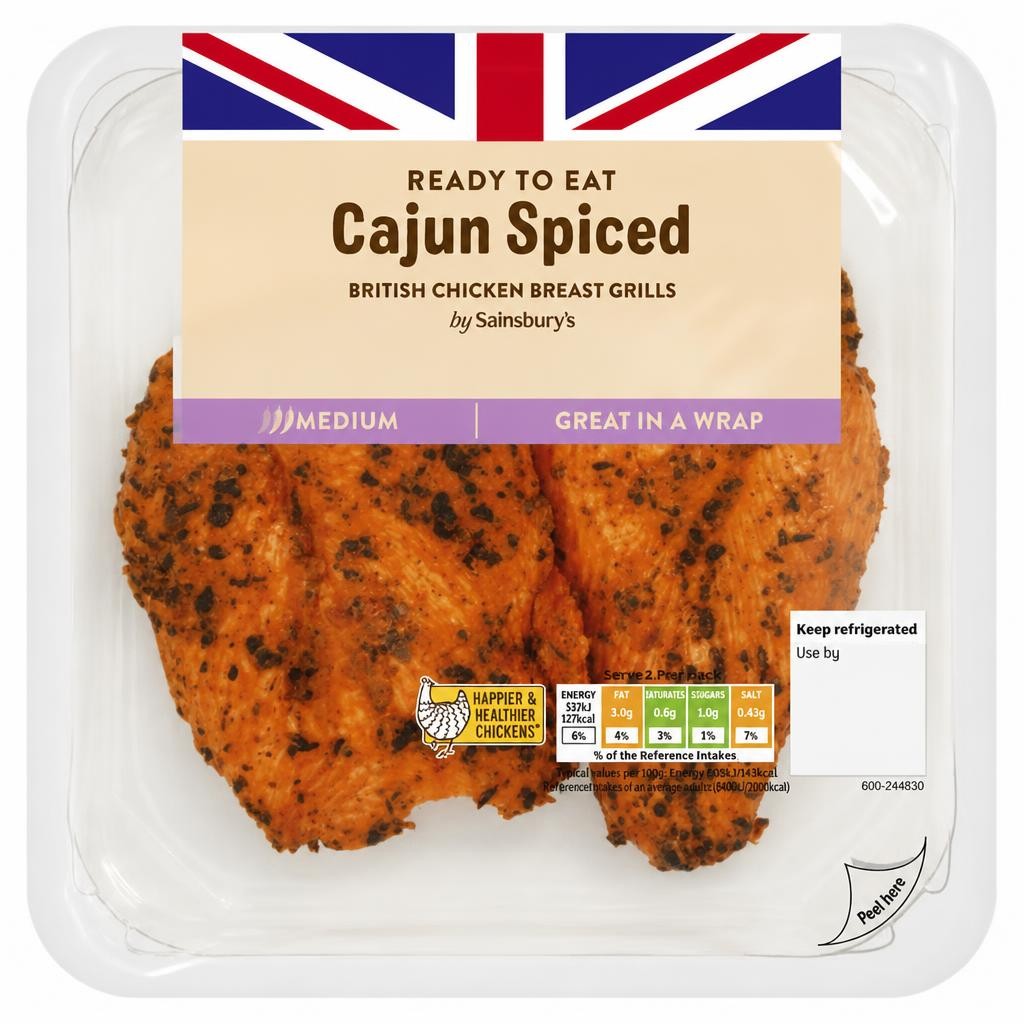 Sainsbury's Cajun British Chicken Grills Ready to Eat 180g