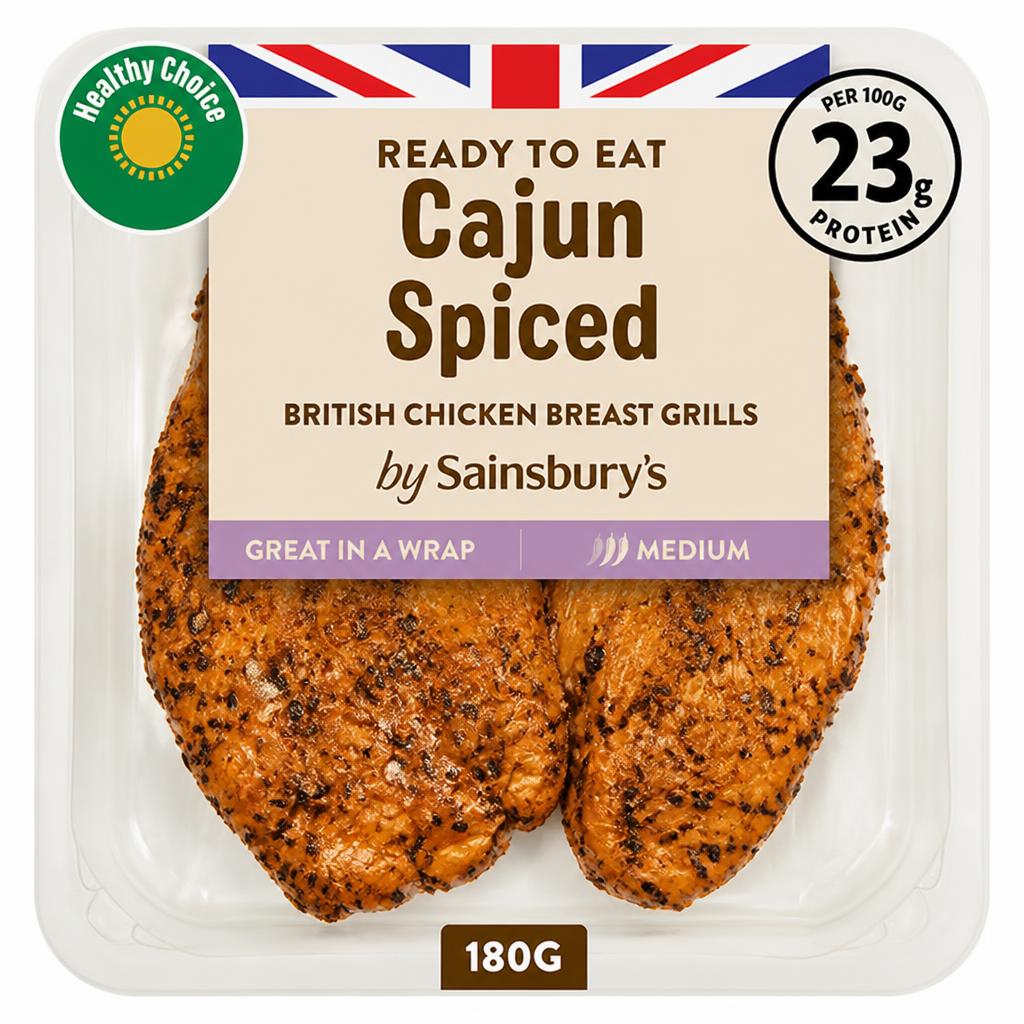 Sainsbury's Cajun British Chicken Grills Ready to Eat 180g