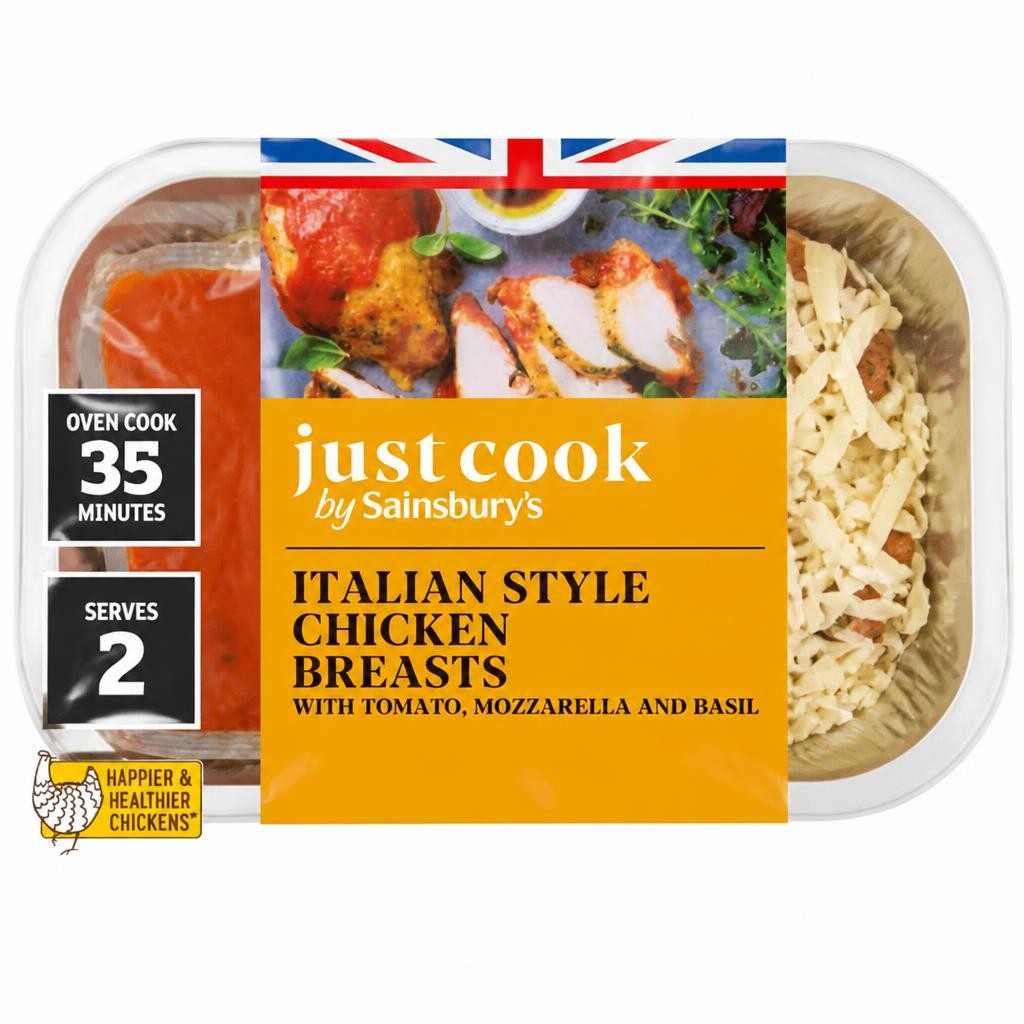 Sainsbury's Just Cook Italian Style Chicken Breasts with Tomato Mozzarella & Basil 415g
