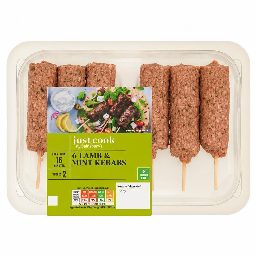 Sainsbury's British or New Zealand Lamb & Mint Kebabs 360g